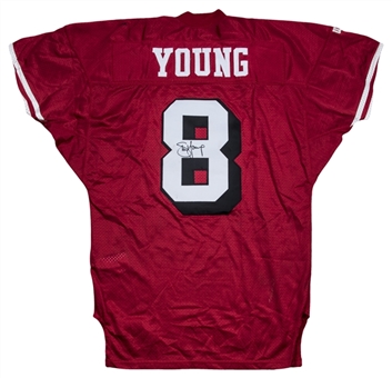 1994-95 Steve Young Game Used & Twice Signed San Francisco 49ers Home Jersey Used On 1/7/95 vs Chicago Bears - NFC Divisional Playoffs (Teammate LOA & JSA) 